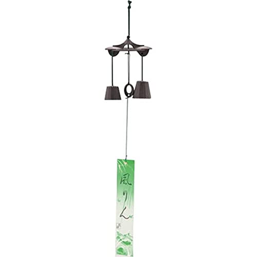 JapanBargain 4757, Japanese Cast Iron Windchimes Nambu Cast Iron Dual Bell Wind Chimes Zen Garden Decoration Made in Japan
