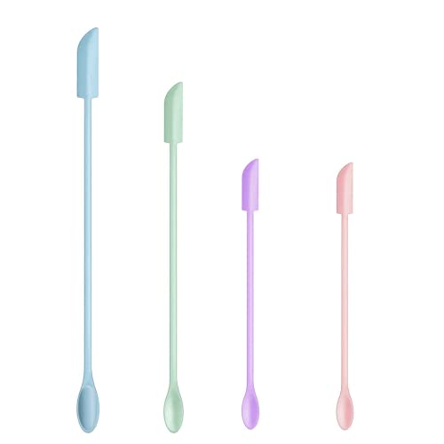 4 Pcs Silicone Spatula Set Mini Jar Scraper Small Silicone Spatula Makeup Spatula Mini Spatula Lotion Stirrer Get from Food Bottles Beauty Products (Grace Colors)