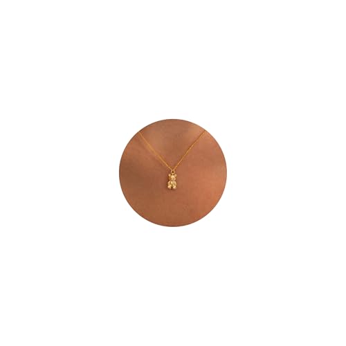 LLWOM Gold Necklace for Women-14K Gold Plated Cut Teddy Bear Necklace for Women Dainty Simple Jewelry for Women Gifts