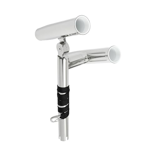 2Pcs Fishing Rod Holders 304 Stainless Steel Double-Head Fishing Dual Rod Holder Mount Clamp on Rod Holder Double Angle Adjustable Rod Holder Boat Fishing Rod Holders for Truck Boats Yacht