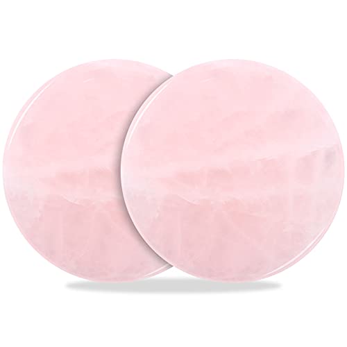 Bememo 2 Pieces Jade Stone for Lash Glue Eyelash Extension Round Jade Stone Lash Glue Holders Adhesive Pallet Fake Eyelash Holder Base 2 Inch(Pink)