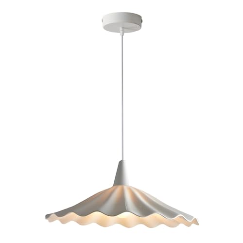 YXTSIMV 11.8" White Wavy Ceramic Pendant Light Shade,Vintage E26 Metal Loft Bar Ceiling Hanging Lamp Dining Room Bedroom Chandelier for Dining Room Kitchen Island Hallway Entryway