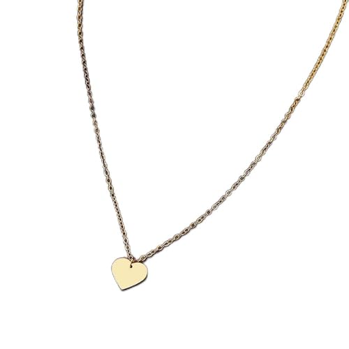 CACANA Simple Heart Chain Necklace Fashion Stainless Steel Jewelry For Women Chokers Accessories Girlfriend Party Birthday Gifts (Metal Color: Gold, Length: 45cm)