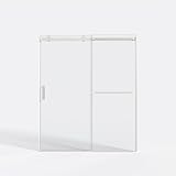 NicBex Glass Shower Door 56-60" W x 72" H Frameless Double Sliding Shower Door with 5/16" (8mm) Thick SGCC & ANSI Tempered Glass Door and L-Shaped Water Retaining Strip for Bathroom, Brushed Nickel