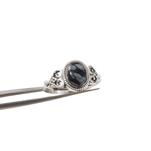 Natural Snowflake Obsidian Ring, Snowflake Obsidian Gemstone Ring, Tiny Bohemian Ring, 925 Sterling Silver, Designer Womens Ring, Christmas, Thanksgiving, Handmade, Statement Jewelry (7)