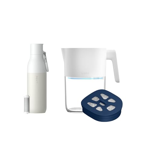 Total Filtration Bundle Set - LARQ Pitcher PureVis 1.9L, Self-Cleaning UV Water Filter Pitcher for Tap and Drinking Water + Filtered Insulated Water Bottle 25oz | Long-Lasting Filters, BPA Free