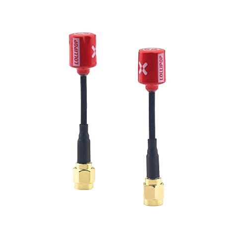 FOXEER FPV Antenna Lollipop V4 Super Mini RHCP Antenna 5.8G 2.5dBi SMA Male and Female RP-SMA Male for RC Drone FPV Racing Quadcopeter Multicopter TX/RX (2pcs,Red)