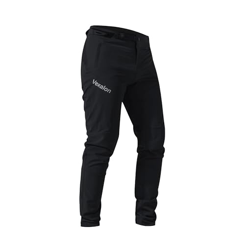 VEXALON Mountain Bike Pants，BMX Riding Pants for Mens, Quick-Dry Lightweight Breathable Cycling Bicycle Downhill Bike Pants-Black-36
