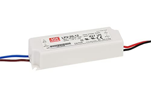 Mean Well LPV-20-12 5PACK, LED Driver, 90-264 VAC Input, 1.67A, 12 VDC Output, 20W