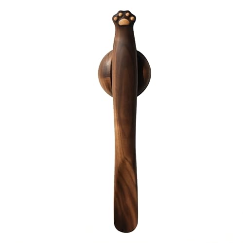 Generic Cat Paw Shaped Shoe Horn with Magnetic Wall Mount - Made of Walnut and Maple Wood, 35x3.7x2.8cm, Natural Wood Color