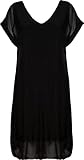 M Made in Italy Women's Simple Elegant Short Sleeve Shift Dress, Black, Large