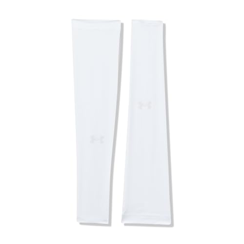 Under Armour Unisex-Adult UPF Sleeves 1 Pair, (100) White/White/Distant Gray, Small/Medium