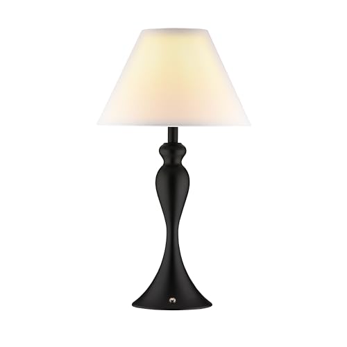 O'Bright Ember Cordless Table Lamp – Rechargeable, Touch Dimmable, Battery Operated, E26 LED Bulb, Type-C Fast Charging, Portable Lamp for Bedroom, Living Room, Office, Black