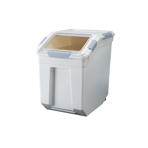 HANAMYA 15 Liter / 30 lbs Rice Storage Container with Measuring Cup, BPA free, For Rice | Grain | Pet Food | Flour, 1 count, White