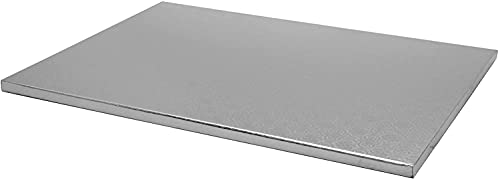 O'Creme Silver Rectangular Cake Pastry Drum Board 1/2 Inch Thick, Full-Sheet Size (17-5/8 Inch x 25-1/2 Inch) - Pack of 5