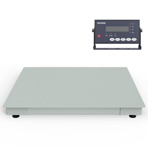 SOCOME 48"x48" Industrial Floor Scales, Heavy Duty Platform Scale with Digital Display Indicator, Carbon Steel Accurate Weighing Scale for Warehouse Shipping and Industrial Use, 10000 lb x 1 lb, Cyan