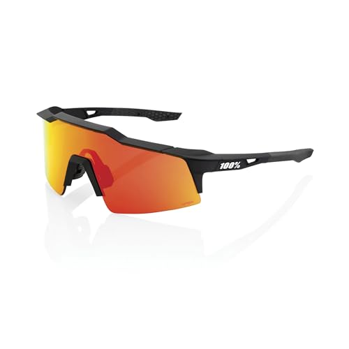 100% SPEEDCRAFT SL Sport Performance Cycling Sunglasses (Soft Tact Black - HiPER Red Multilayer Mirror Lens)