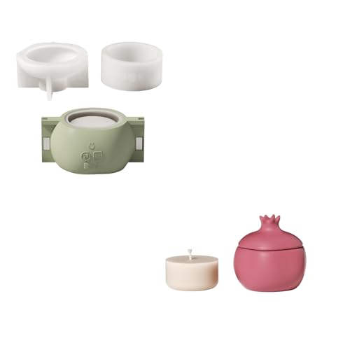 BOOWAN NICOLE Pomegranate Treasure Candle Jar with Lid Silicone Molds & Candle Refill Silicone Molds, Can-dle Vessels Silicone Moulds for Jesmonite Concrete Cement Gifts (SH1191+LZ0834)