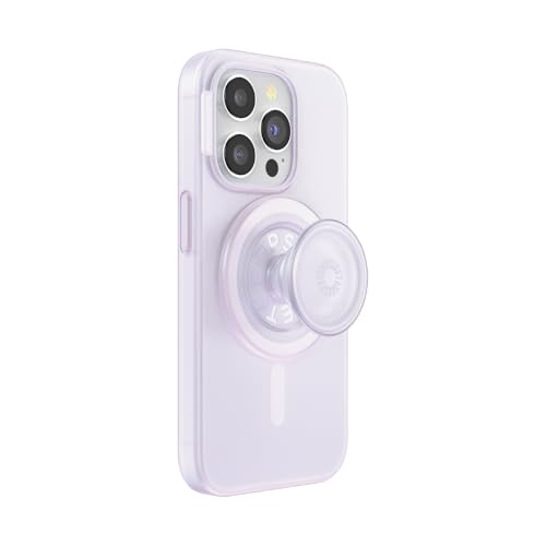 PopSockets iPhone 15 Pro Case with Round Phone Grip Compatible with MagSafe, Phone Case for iPhone 15 Pro, Wireless Charging Compatible - White Opalescent