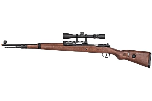 GoldenBall WWII Kar 98k Bolt Action Spring Airsoft Rifle with -3-9x40 Magnified Scope, Color Real Wood