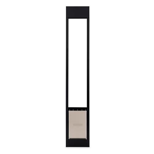 PetSafe 1-Piece Sliding Glass Pet Door for Dogs and Cats - Adjustable Height 75 7/8" to 81"- Large, Black, No-Cut DIY Install, Aluminum Patio Panel Insert, Great for Renters or Seasonal Installation