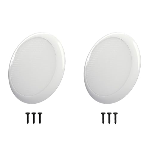 RV Interior Lights DAMAWO 2 Pack-7" LED Camper Ceiling Lights Fixture 10W Round Dome Light Interior Lighting for RV Trailer Caravan Marine Boats, Bright White 5500-6500K