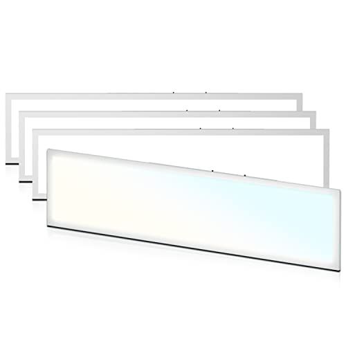 MoNiBloom 4 Pack 1x4 FT LED Flat Panel Light, Dimmable LED Light Fixture with 3 CCT Selectable 3000K/4000K/5000K 4000 LM Ceiling Light Fixture for Living Room Kitchen with Built-in T-Grid Mount, ETL