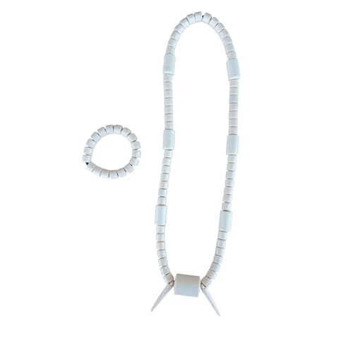 Mbariket Nigerian Igbo Beaded Jewelry – Necklace or Bracelet for Men & Women | Traditional African Wedding & Cultural Wear | Red & Off-White (Set C)