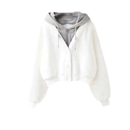 Women Outfits Korean Casual 2 Piece Patchwork Hoodies Sweatshirts+High Waist A-Line Skirt Set only top2 S