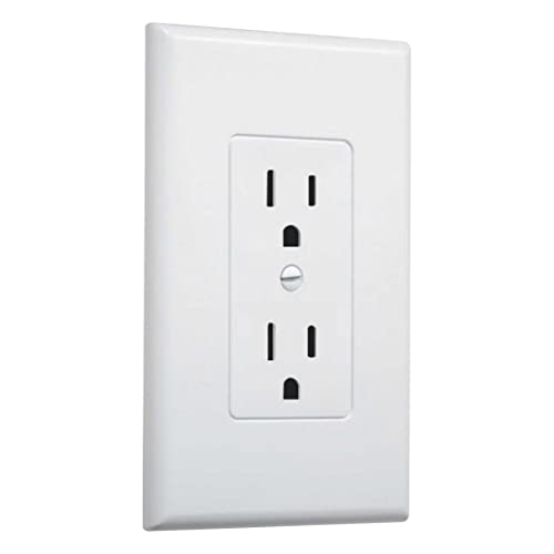 TayMac MW2500W Single-Gang Wallplate Non-Metallic Decorator Cover One Grounded Duplex, White Smooth(Pack of 5)