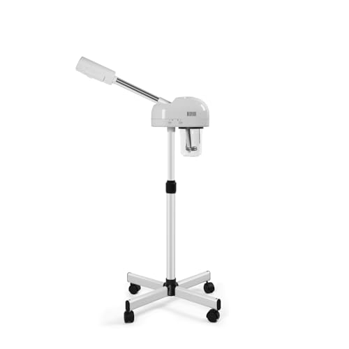 Professional Ozone Facial Steamer with Hot Mist Function, Stand Facial Steamer On Wheels, Height Adjustable & 360° Rotatable Nozzle, Use at Home & Salon SPA