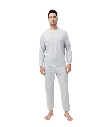 DAVID ARCHY Pajamas for Men Warm Pajamas Set Soft Cotton Men Sleepwear Winter Long Sleeve Top & Bottoms PJs (XL, Gray)