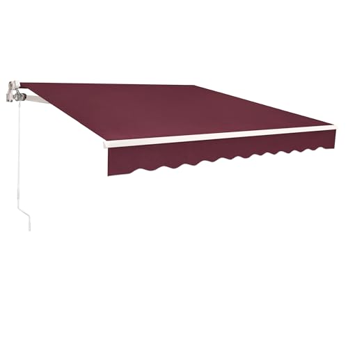 MCombo 11.5x9.5 Feet Manual Retractable Patio Door Window Awning Sunshade Shelter Outdoor Canopy,1210 (Burgundy, 11.5'(L) x 9.5'(W))