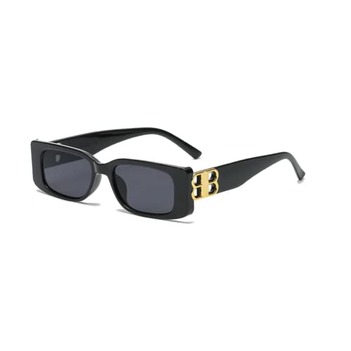 DUPER Black Rectangle Sunglasses Womens Trendy- Sunglasses – Mob Wife Aesthetic Black Sunglasses Woman, Designer Y2k Sunglasses For Womens From