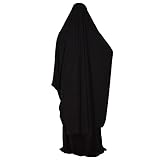 Assabiroun Two Pieces Jilbab Modest Dress for Muslim Women Long Khimar and Skirt Prayer Jilbab Abaya Long Dress with Niqab