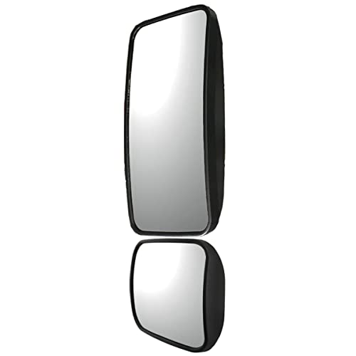 One Set of Rear View Door Mirror Convex Black NOT Heated NO Power (Compatible with Universal and Various Other Trucks)