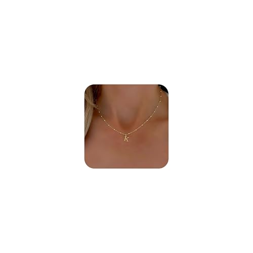 De Amo Sara Initial Necklaces for Women, Dainty A-Z Pendant Letter Charm Necklace Personalized Name Necklaces for Women Trendy Jewelry Gift