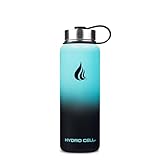 HYDRO CELL Stainless Steel Insulated Water Bottle with Straw - For Cold & Hot Drinks - Metal Vacuum Flask with Screw Cap and Modern Leakproof Sport Thermos for Kids & Adults (Teal/Black 40oz)