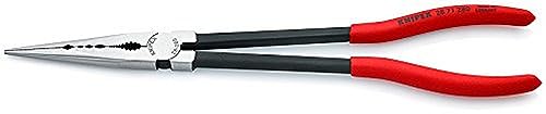 KNIPEX Tools - Extra Long Needle Nose Pliers, Straight Jaws (2871280), Red
