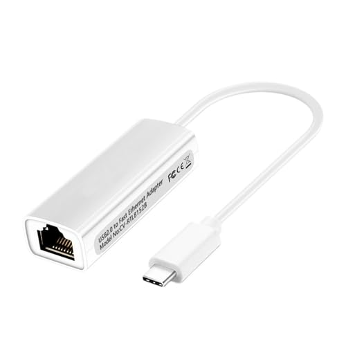 Type C USB Gigabit Ethernet Adapter Cable 1000/100Mbps Type-C to RJ45 LAN Compatible with The Mi Box Switch Network Card(100M ABS White)