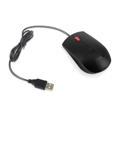 Lenovo Fingerprint Biometric USB Mouse Gen 2 - Optical - Cable - Black - USB Type A - 1600 dpi - Scroll Wheel - 3 Button(s) - Symmetrical