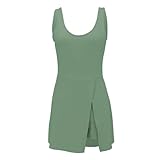 Two Piece Skirt Set Round-Neck Sleeveless Tennis Dress Built in Shorts Athletic Golf Dress with Shorts2 Piece Sets for Women Sexy Built in Shapewear Dress for Women