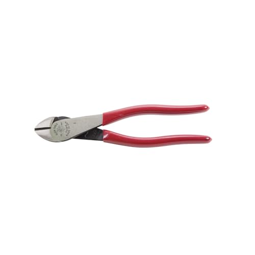 Klein Tools D228-8 Pliers, Made in USA, Diagonal Cutting Pliers with Short Jaw and Beveled Knives, High-Leverage Color-Coded Wire Cutters, 8-Inch