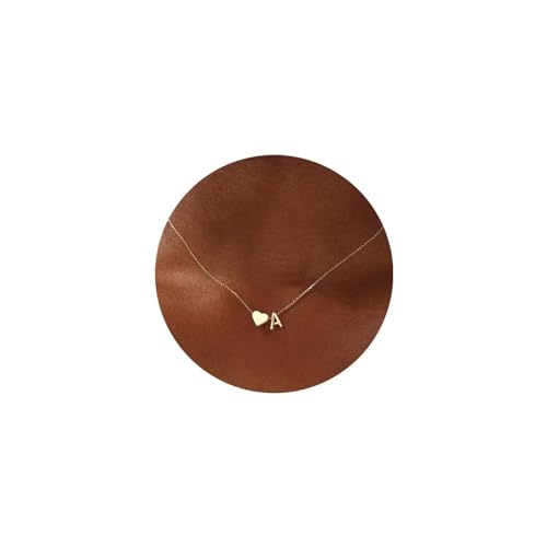 Turandoss Gold Heart Initial Necklace for Women - 18K Gold Plated Letter A Pendant Necklace Dainty Heart Necklaces Tiny Initial Necklaces Birthday Gifts for Women Jewelry
