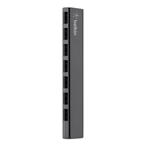 Belkin 7-Port Ultra-Slim Desktop USB Hub - Desktop USB Hub 2.0 - 7 Hi-Speed USB Ports - Compatible With MacOS & Windows For Connecting Charging Cable, Keyboard, Mouse & Any USB-Enabled Devices