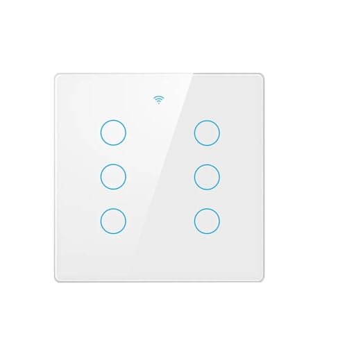 XJRJ Tuya WiFi Smart Touch Switch, Brazil 4 * 4, No Neutral Wire, 4/6 Gang, RF433 Remote On/Off, Smart Life 202A White 06