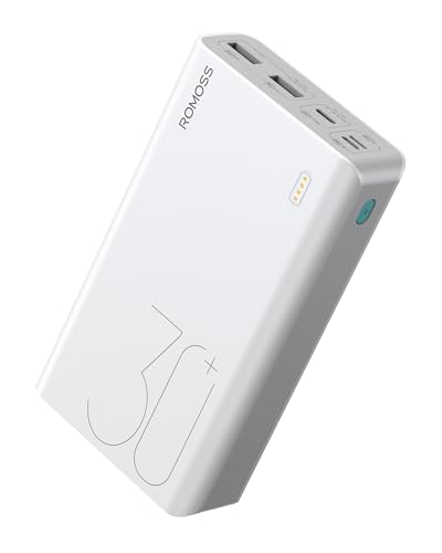 ROMOSS Power Bank, 30,000mAh Portable Phone Charger with USB C 3 Outputs & 3 Inputs, External Battery Pack PD 18W with iPhone 15/14/13/12, iPad, Samsung Galaxy and More