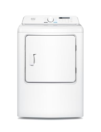 BLACK+DECKER 7.0 Cu. Ft. Front Load Dryer, Clothes Dryer with LED Display and Dial Control, 5 Senor and Manual Dry Selections, Wrinkle Care, 240V, BLD67ME, White
