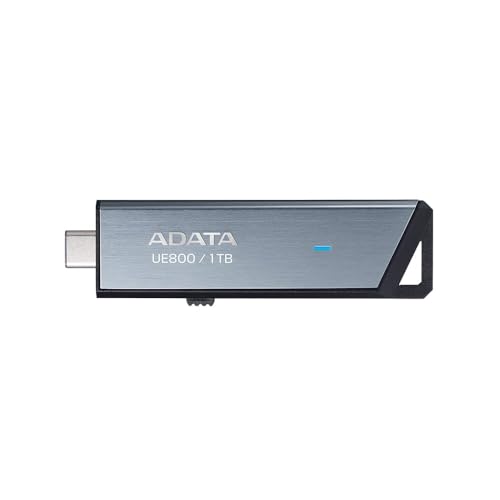 ADATA Elite UE800 1TB USB Type-C USB 3.2 Gen2 Flash Drive Portable SSD Up to 1000MB/s Read/Write (AELI-UE800-1T-CSG), Compatible with iPhone 15 Pro Series/Android/PlayStation 5