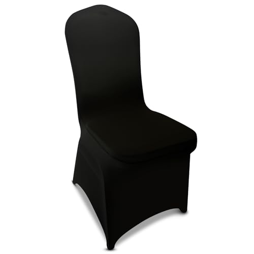 LGJIAOJIAO 150 Pieces Black Chair Covers - Versatile Stretch Polyester Spandex Dining Chair Slipcovers for Dining, Party, Wedding, Banquet, and More